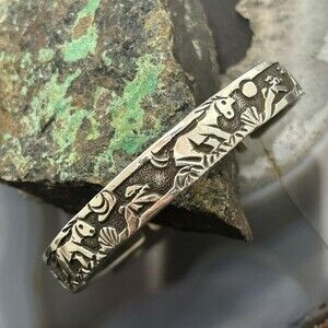 Lloyd Becenti Native American Sterling Horses in The Wild Storyteller Bracelet#1